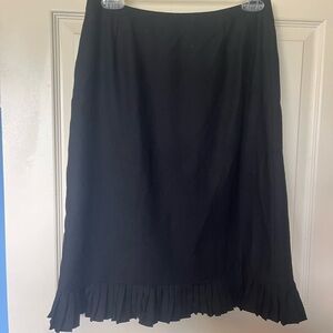 Ann Taylor Black A-Line Knee Length Skirt with Ruffled Hem Size 4